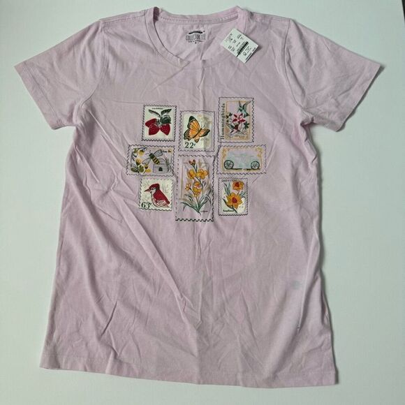 $40 J. Crew vintage stamps cotton tee size small m3 - Picture 2 of 4